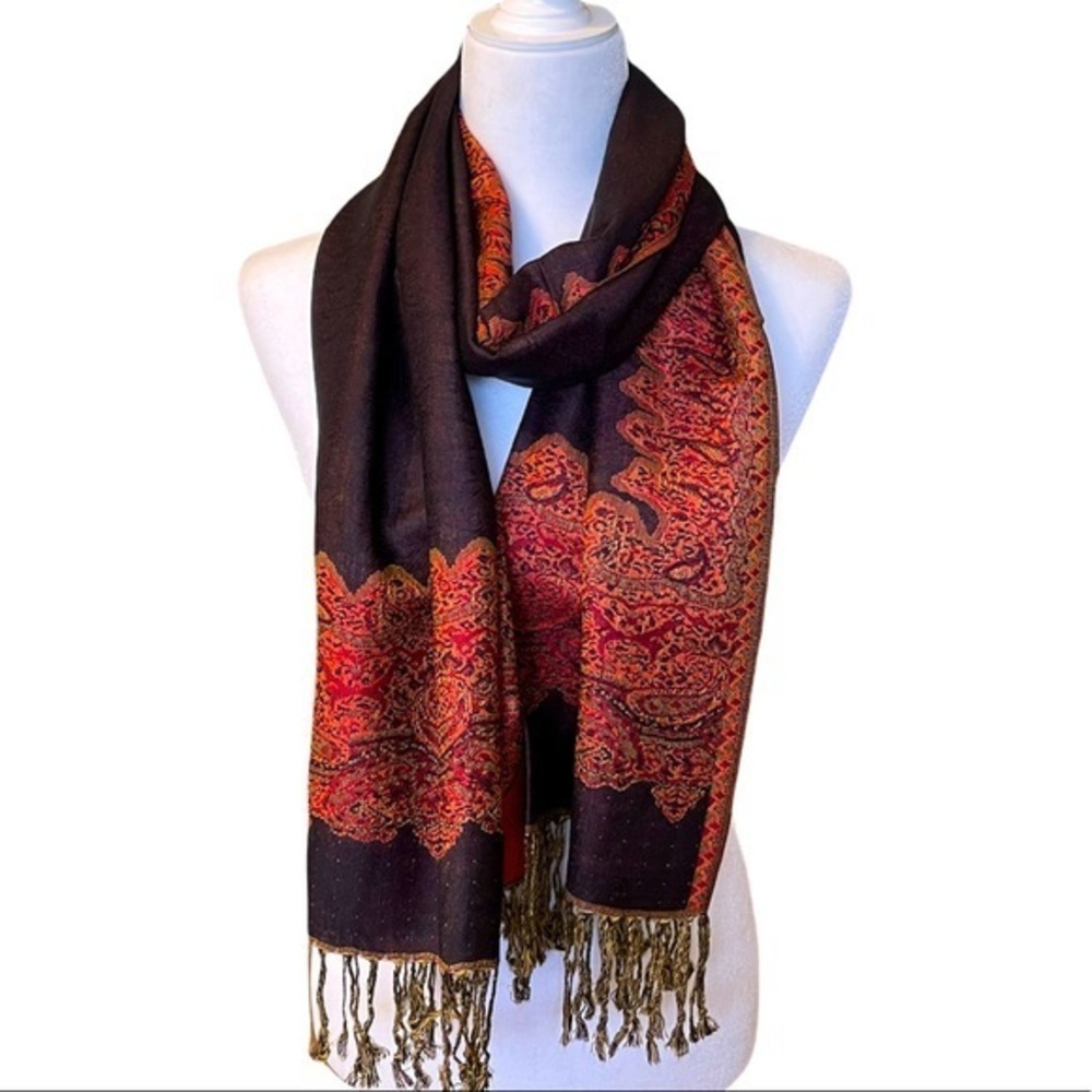 Beautiful Pashmina Style Border Pattern Scarf/ Shawl NEW
